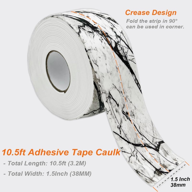 UIOCSSC Caulk Tape Strip, 1.5" x 10.5Ft Self Adhesive Bath & Kitchen Sealant Strip, PVC Waterproof Sealing Tape for Bathtub Toilet Bathroom Shower Kitchen Sink - Image 2